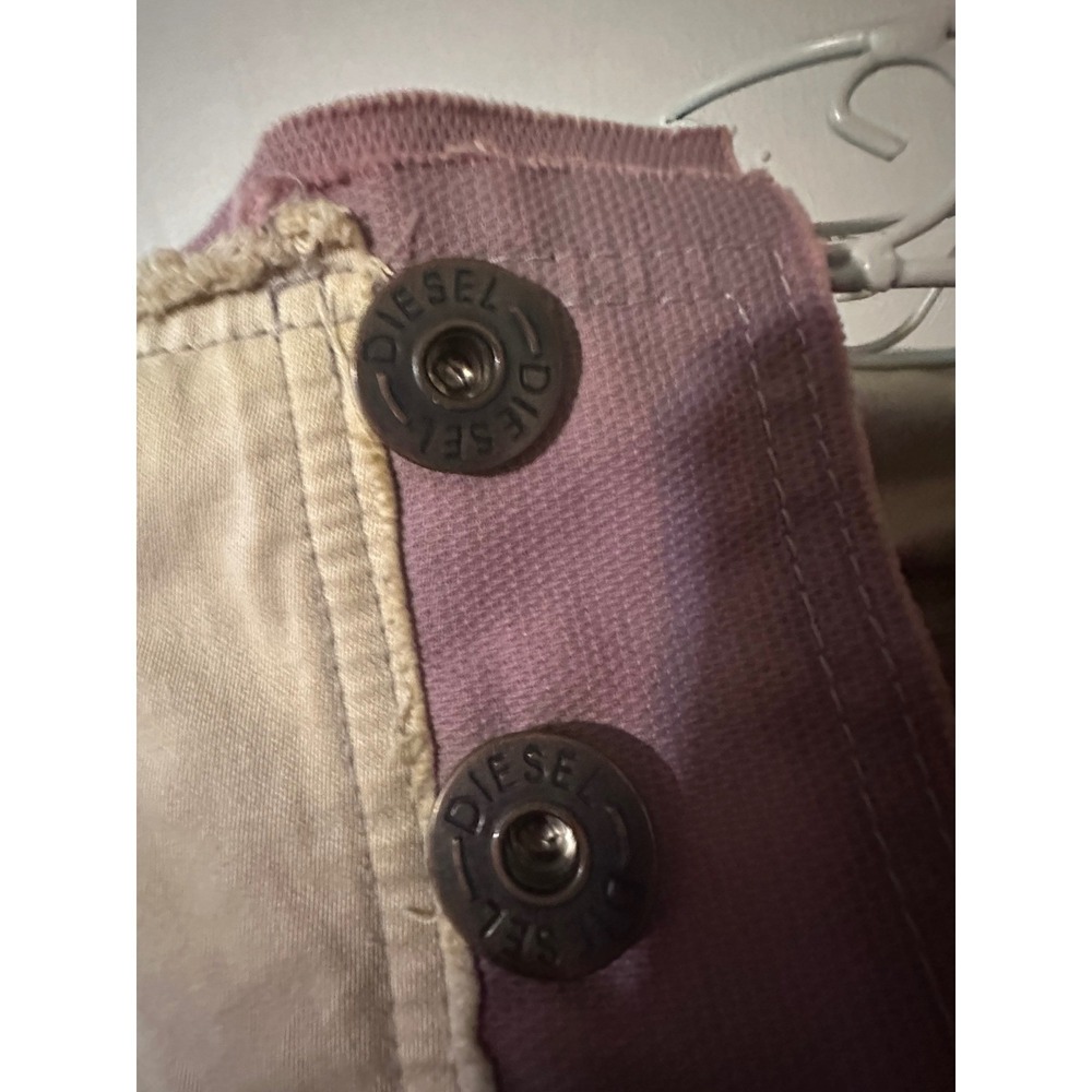 Vintage Diesel Womens Utility Jacket Tan Pink Raw Edge Cotton Distressed Size S - Picture 13 of 15